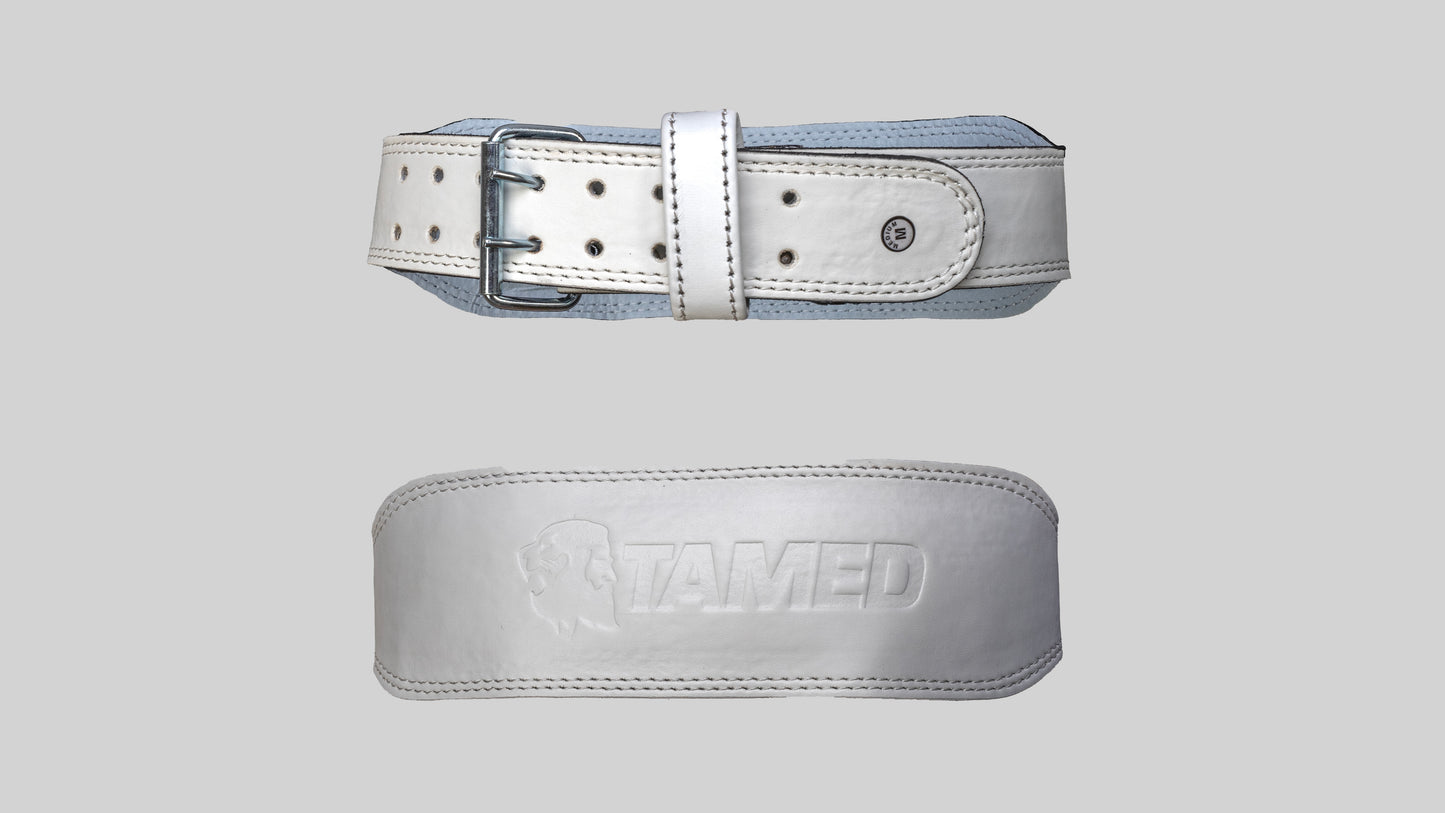 OLD SCHOOL LEATHER BELT-WHITE