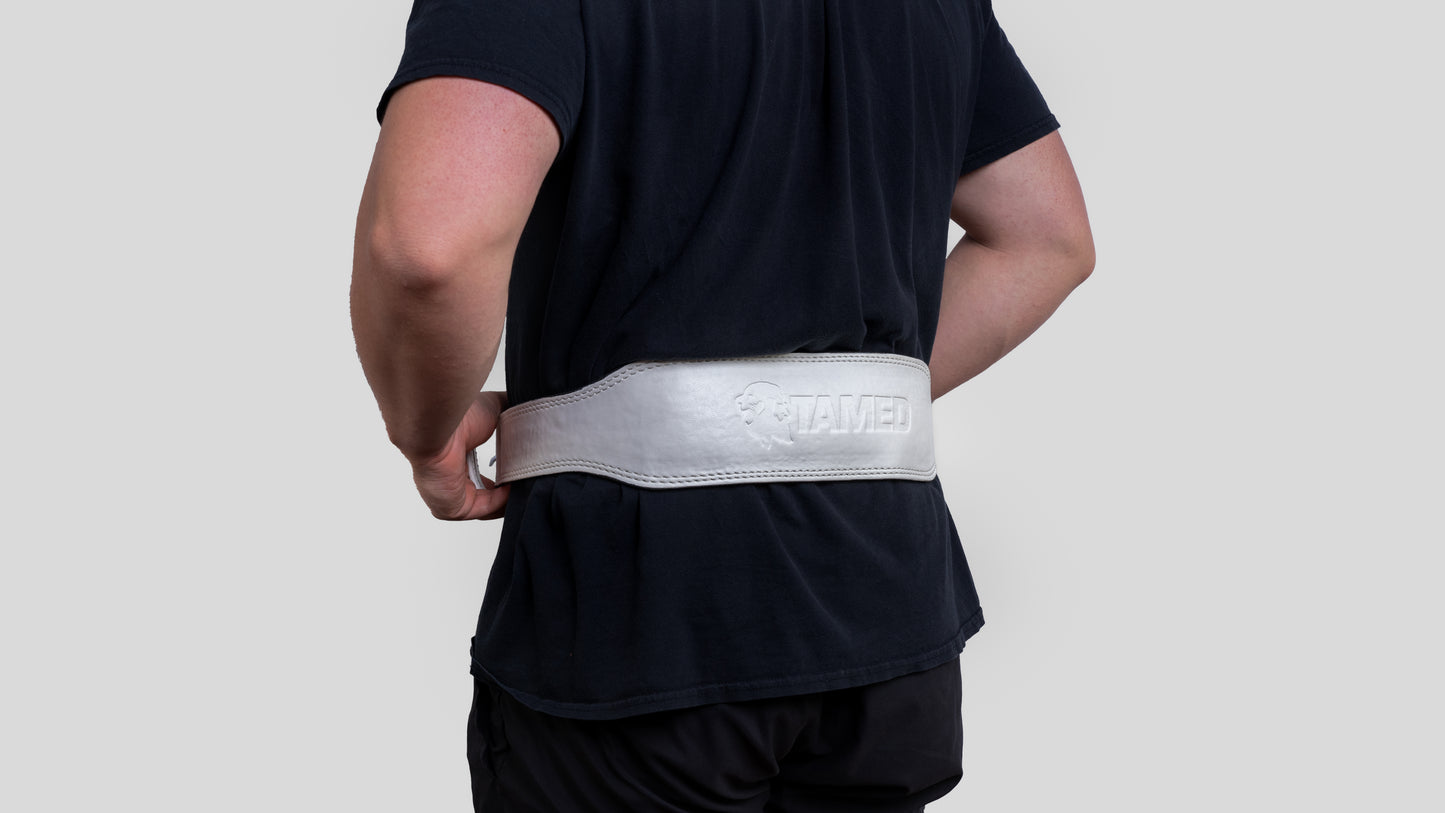 OLD SCHOOL LEATHER BELT-WHITE