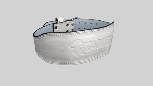 OLD SCHOOL LEATHER BELT-WHITE